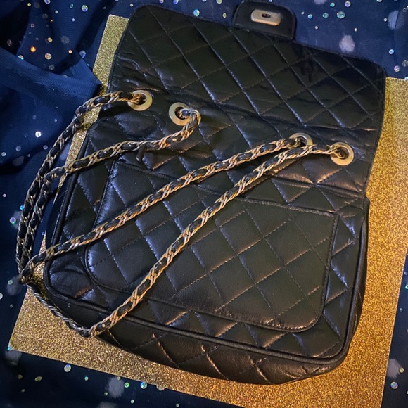 CROUCH & FITZGERALD QUILTED LAMBSKIN LEATHER BLACK GOLD CROSSBODY VINTAGE Bag - Picture 13 of 16